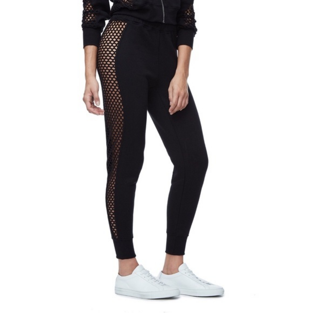 Good‎ American The Fishnet Black Joggers Drawstring Sweatpants